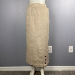 VTG Austrian Trachten Skirt Womens 38 (M) Unique Pencil Modest Linen Blend *READ